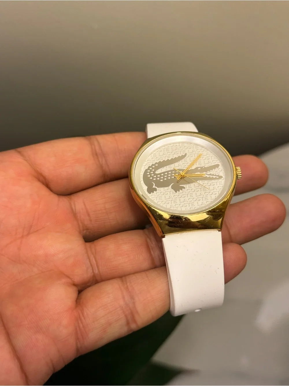Lacoste White & Gold unisex Silicone white Strap Watch
